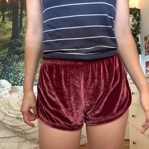Brandy Melville Lizette Velvet Shorts (red)